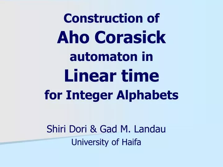 construction of aho corasick automaton in linear time for integer alphabets