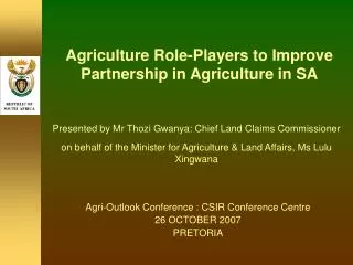 Agriculture Role-Players to Improve Partnership in Agriculture in SA