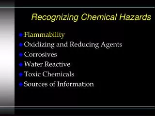 Recognizing Chemical Hazards