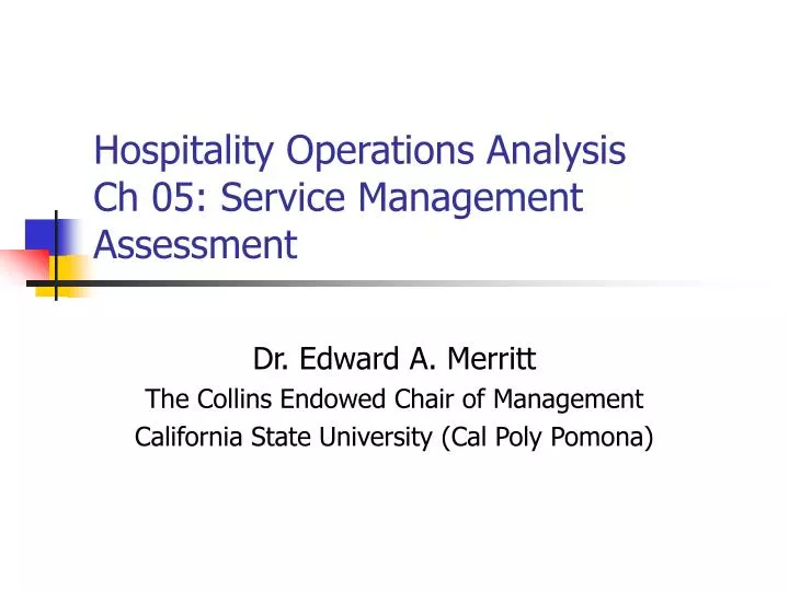 hospitality operations analysis ch 05 service management assessment