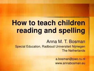 How to teach children reading and spelling