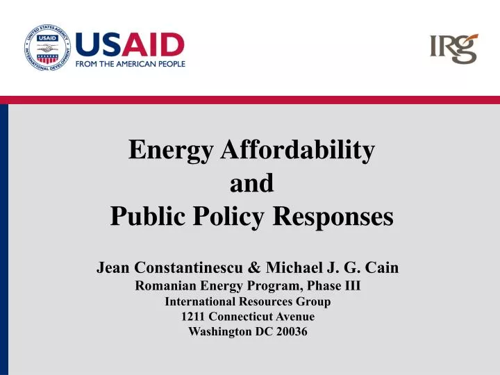 energy affordability and public policy responses