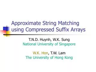 Approximate String Matching using Compressed Suffix Arrays