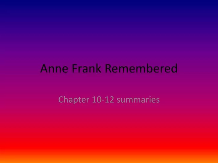 anne frank remembered