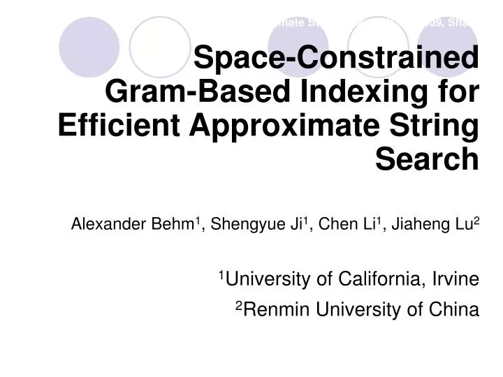 space constrained gram based indexing for efficient approximate string search