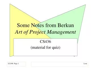 Some Notes from Berkun Art of Project Management
