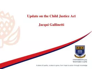 Update on the Child Justice Act Jacqui Gallinetti
