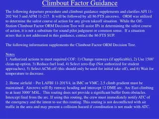 Climbout Factor Guidance