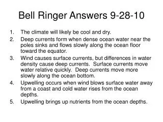 Bell Ringer Answers 9-28-10
