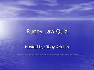 Rugby Law Quiz
