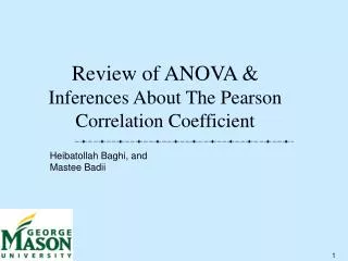 Review of ANOVA &amp; Inferences About The Pearson Correlation Coefficient