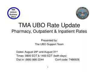 TMA UBO Rate Update Pharmacy, Outpatient &amp; Inpatient Rates