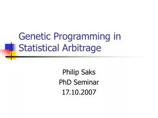 Genetic Programming in Statistical Arbitrage