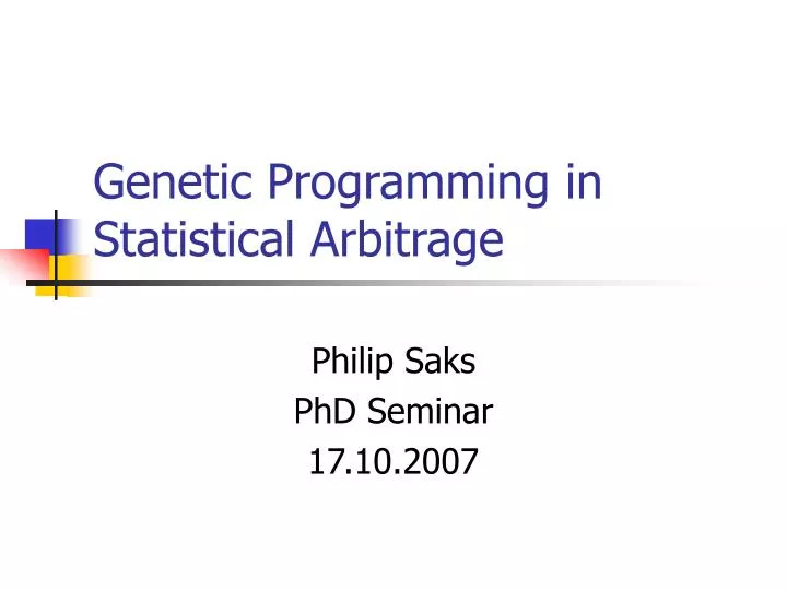 genetic programming in statistical arbitrage