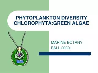 PHYTOPLANKTON DIVERSITY CHLOROPHYTA:GREEN ALGAE