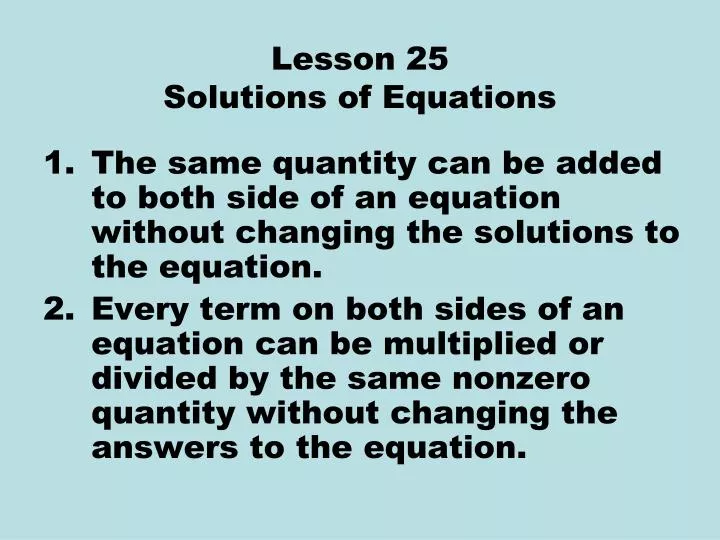 lesson 25 solutions of equations