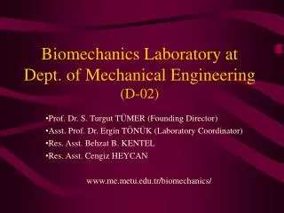 Biomechanics Laboratory at Dept. of Mechanical Engineering (D-02)