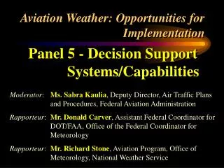 Aviation Weather: Opportunities for Implementation