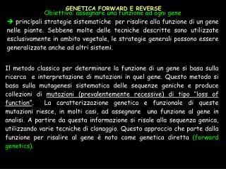 GENETICA FORWARD E REVERSE