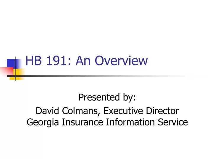 hb 191 an overview