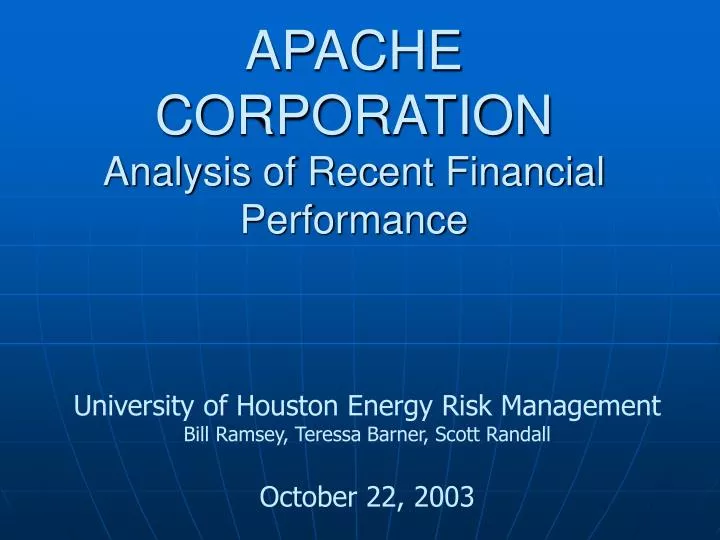 apache corporation analysis of recent financial performance