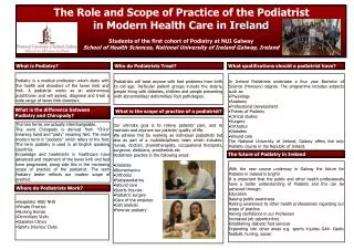 The Role and Scope of Practice of the Podiatrist in Modern Health Care in Ireland Students of the first cohort of Podi
