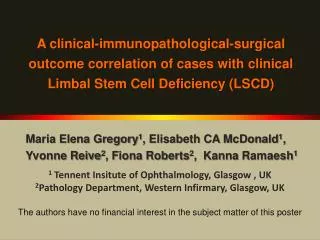 A clinical- immunopathological -surgical outcome correlation of cases with clinical Limbal Stem Cell Deficiency (LSCD)