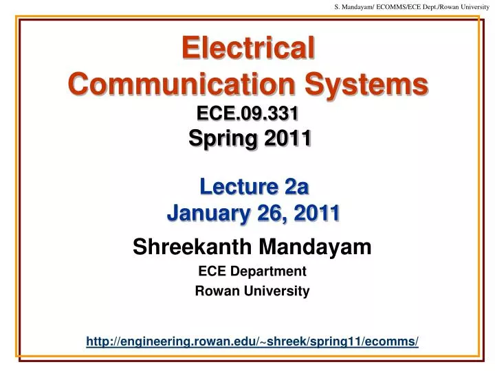 electrical communication systems ece 09 331 spring 2011
