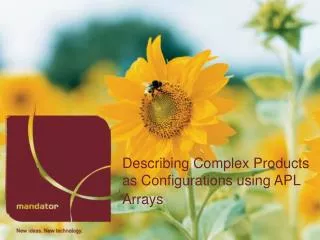 Describing Complex Products as Configurations using APL Arrays