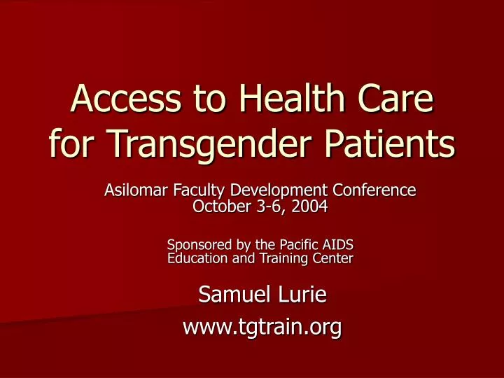 access to health care for transgender patients
