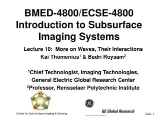 BMED-4800/ECSE-4800 Introduction to Subsurface Imaging Systems