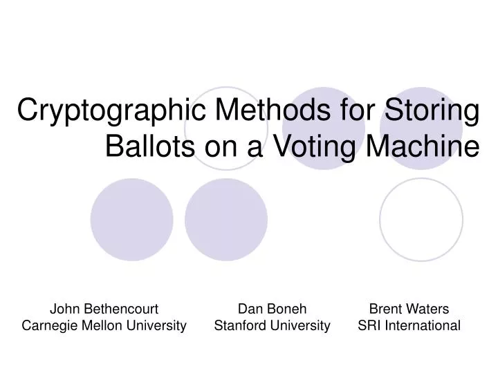 cryptographic methods for storing ballots on a voting machine