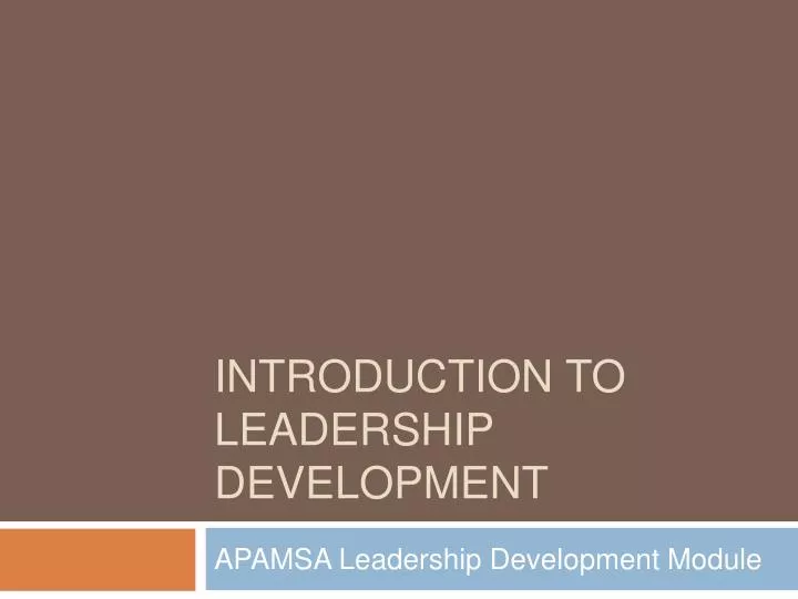 introduction to leadership development