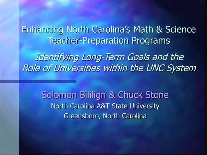 solomon bililign chuck stone north carolina a t state university greensboro north carolina