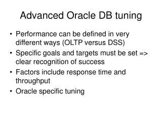Advanced Oracle DB tuning
