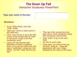 The Down Up Fall Interactive Vocabulary PowerPoint