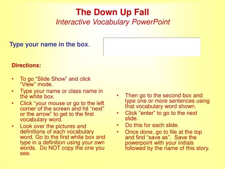 the down up fall interactive vocabulary powerpoint