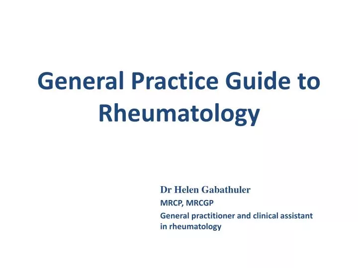 general practice guide to rheumatology