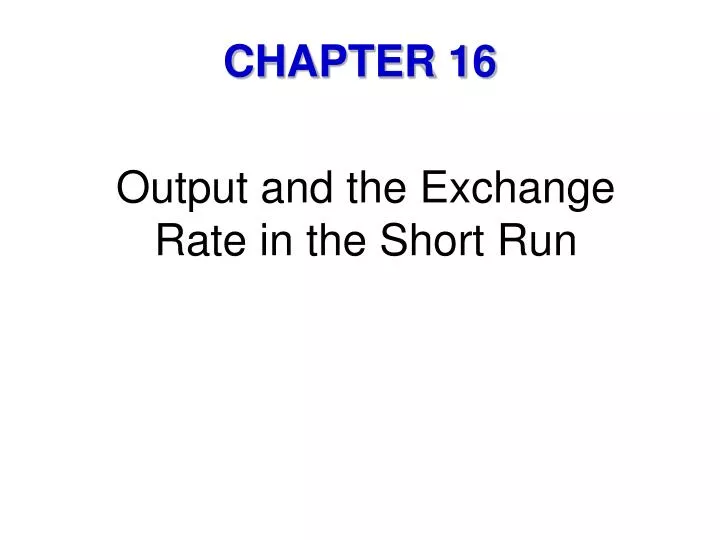 output and the exchange rate in the short run