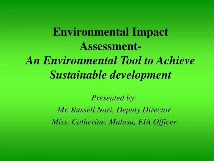 environmental impact assessment an environmental tool to achieve sustainable development