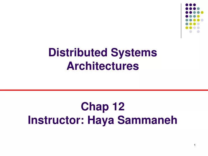 distributed systems architectures chap 12 instructor haya sammaneh