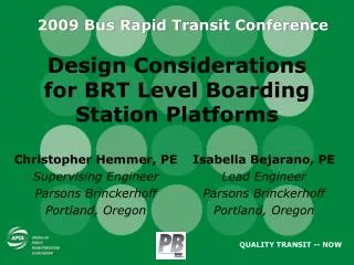 Design Considerations for BRT Level Boarding Station Platforms