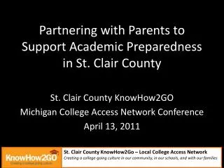 Partnering with Parents to Support Academic Preparedness in St. Clair County