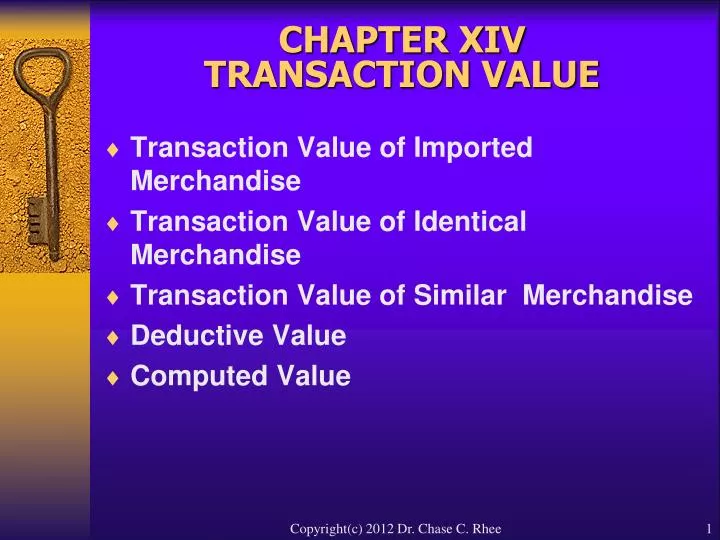 chapter xiv transaction value
