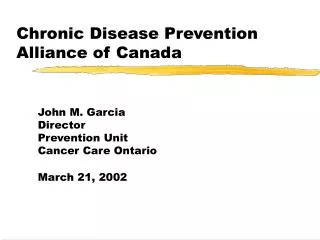 Chronic Disease Prevention Alliance of Canada