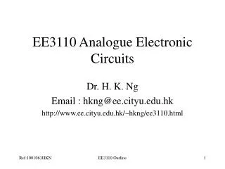 EE3110 Analogue Electronic Circuits