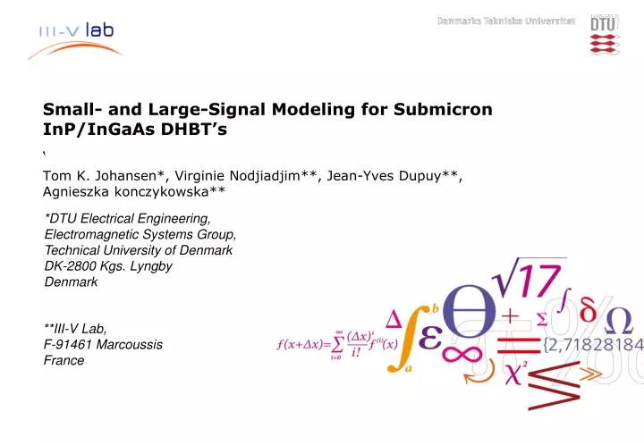 small and large signal modeling for submicron inp ingaas dhbt s