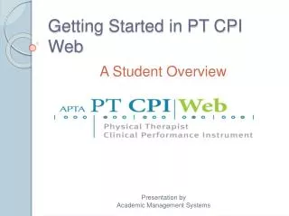 Getting Started in PT CPI Web