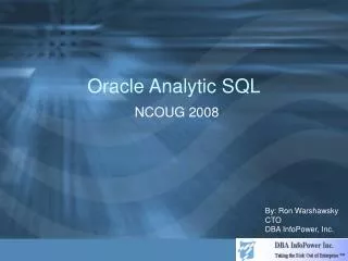 Oracle Analytic SQL