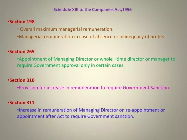 schedule xiii to the companies act 1956